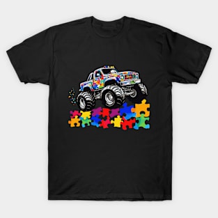 Kids Monster Truck Puzzles Cute Kids Autism Awareness T-Shirt